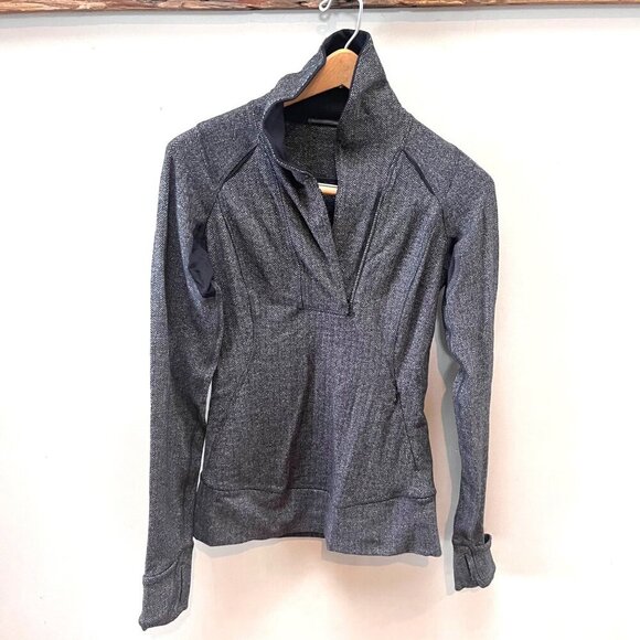 Lululemon Think Fast Pullover Sweater- Size‎ 2 Heathered Herringbone - Picture 1 of 6